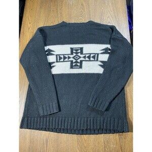 Black White Geometric Pullover Sweater Forever 21 Men SZ L 20pit2pit/26.5length